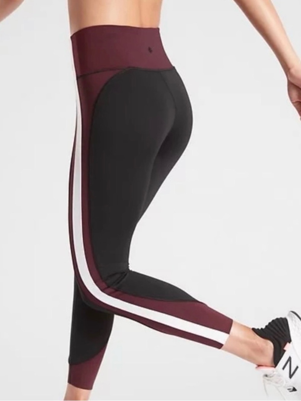 Athleta Black & Burgundy Colorblock High-Waist Leggings